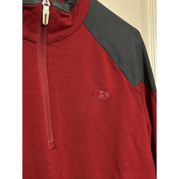 Mens ICEBREAKER Merino Wool LS Half Zip Top Red Gray Large Gorpcore Outdoor Warm - Picture 3 of 5